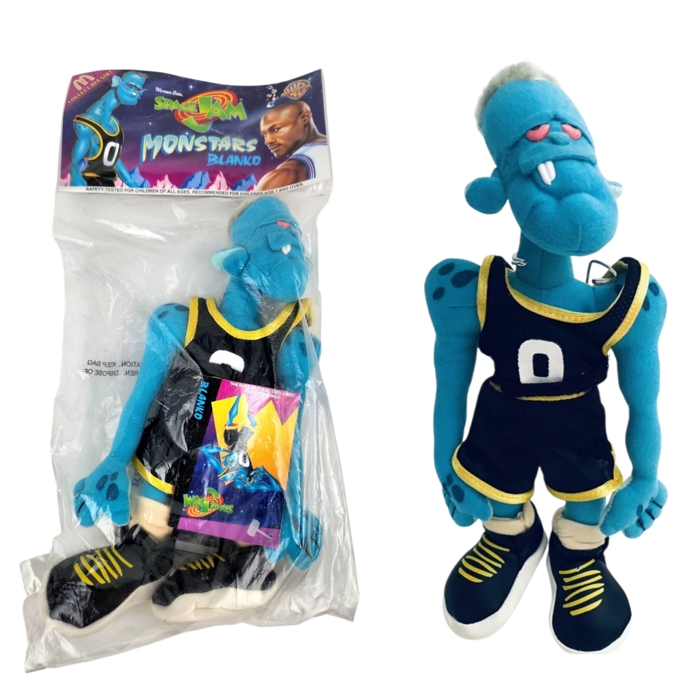 New Vtg 1996 McDonald's Happy Meal ~ Space Jam Monstars~ Blanko 11" Plush Toy